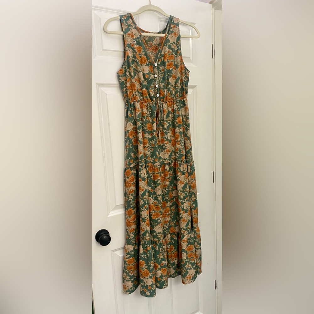 Floral Green and Orange Women's Skirt